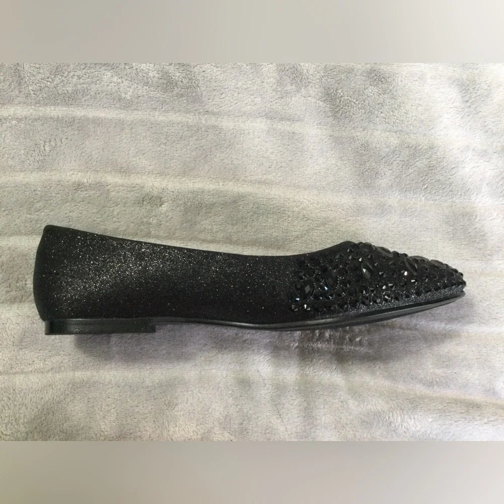Lauren Lorraine Black Embellished Pointed Toe Ballet Flats Size 8 - Picture 7 of 11
